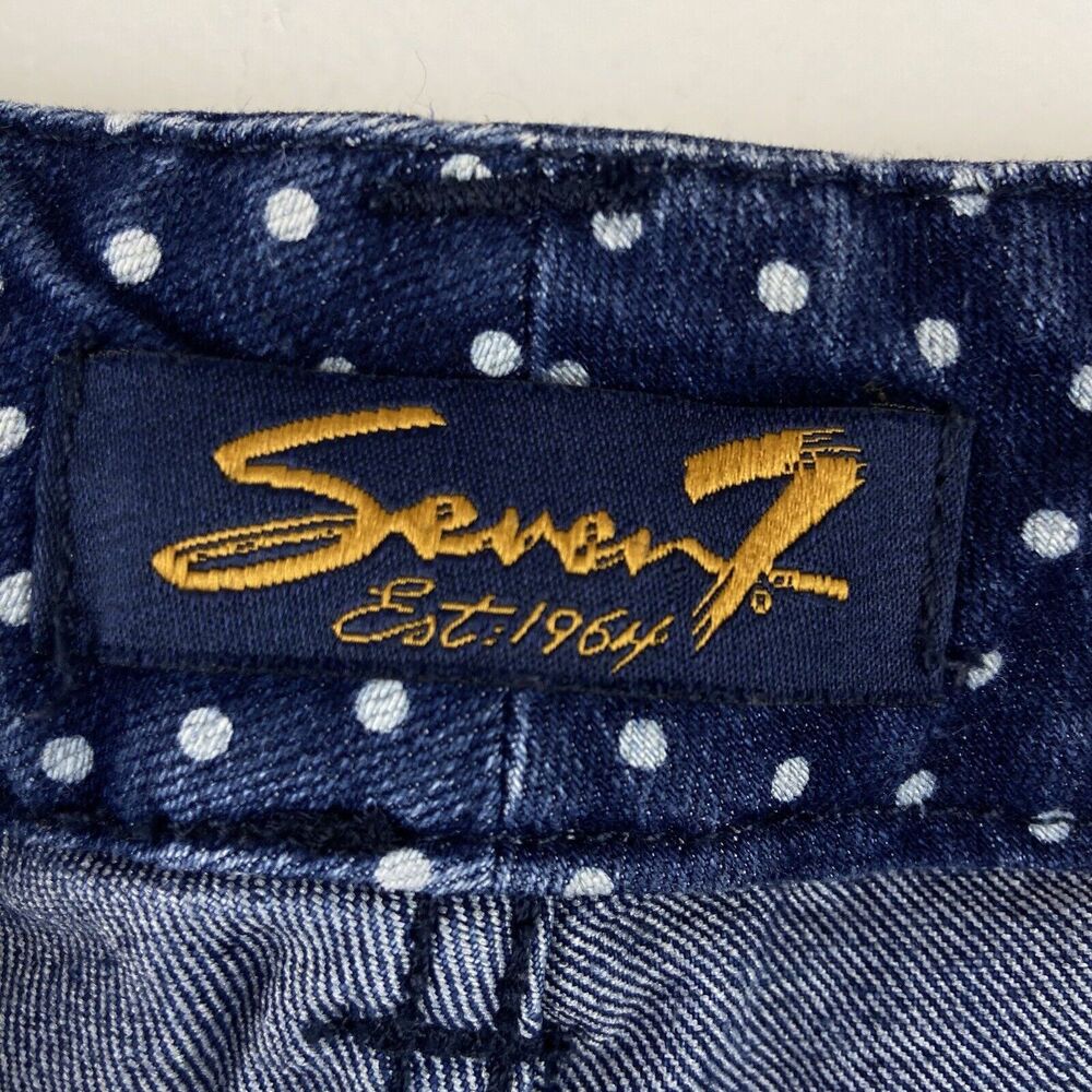 Seven7 Shorts Polka Dot Denim Blue Cotton Stretch Classic Womens 8 - Picture 5 of 8